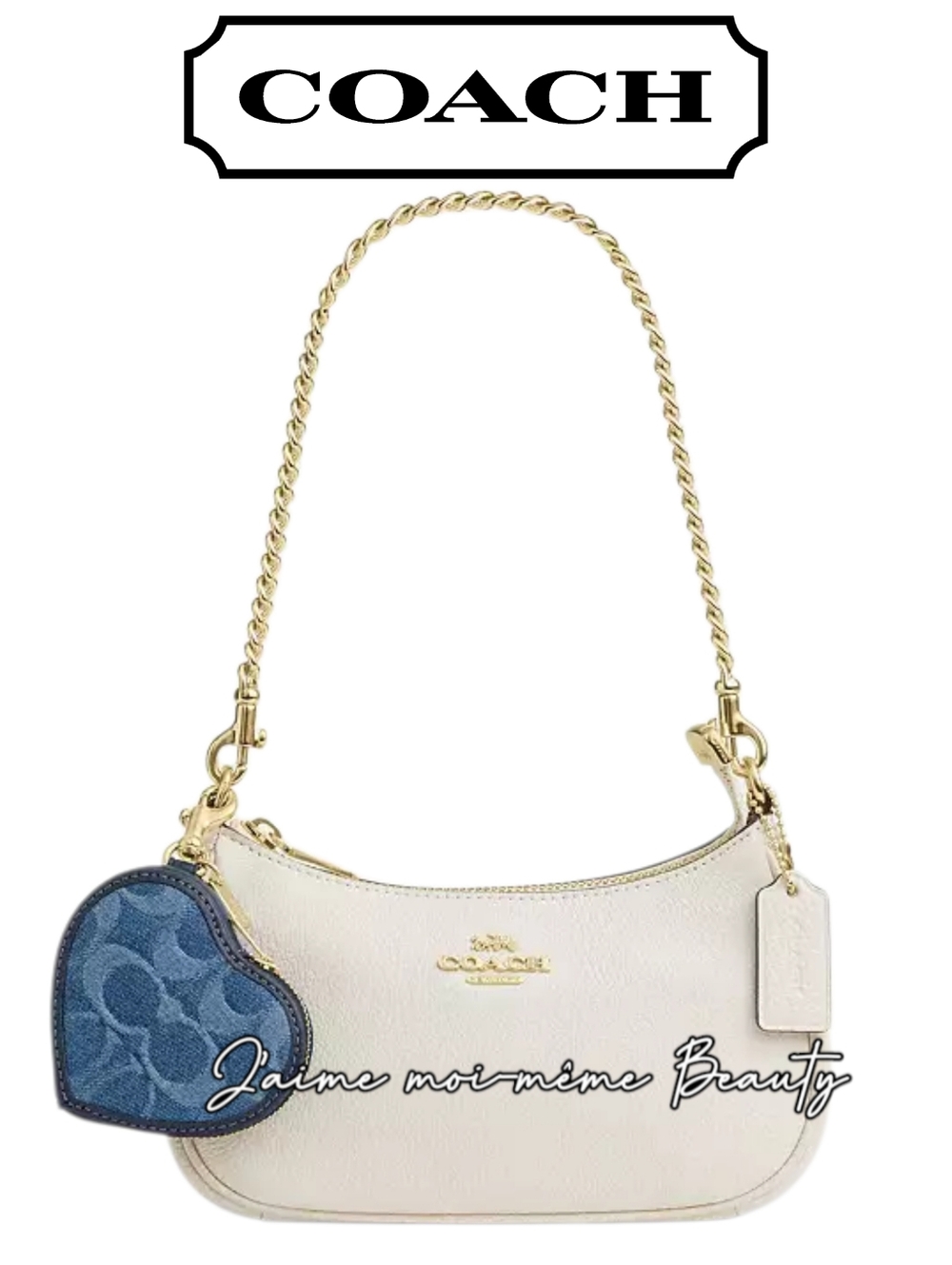 Coach Blue Denim Heart Coin Pouch Keychain Bag Charm New Factory Wrapped